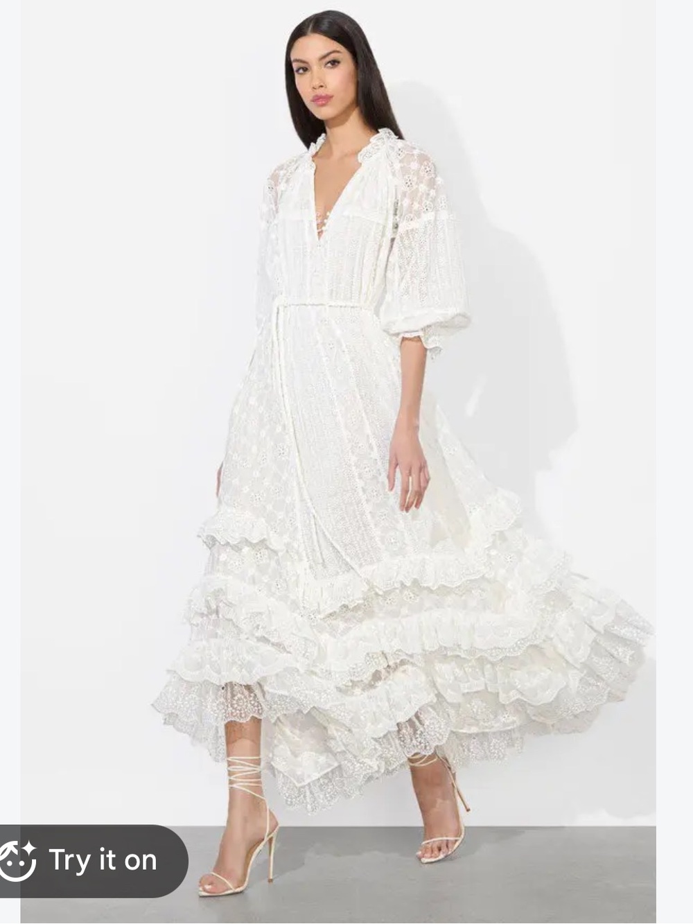 Alice + Olivia ALYCEN EYELET MAXI DRESS in White, Size M